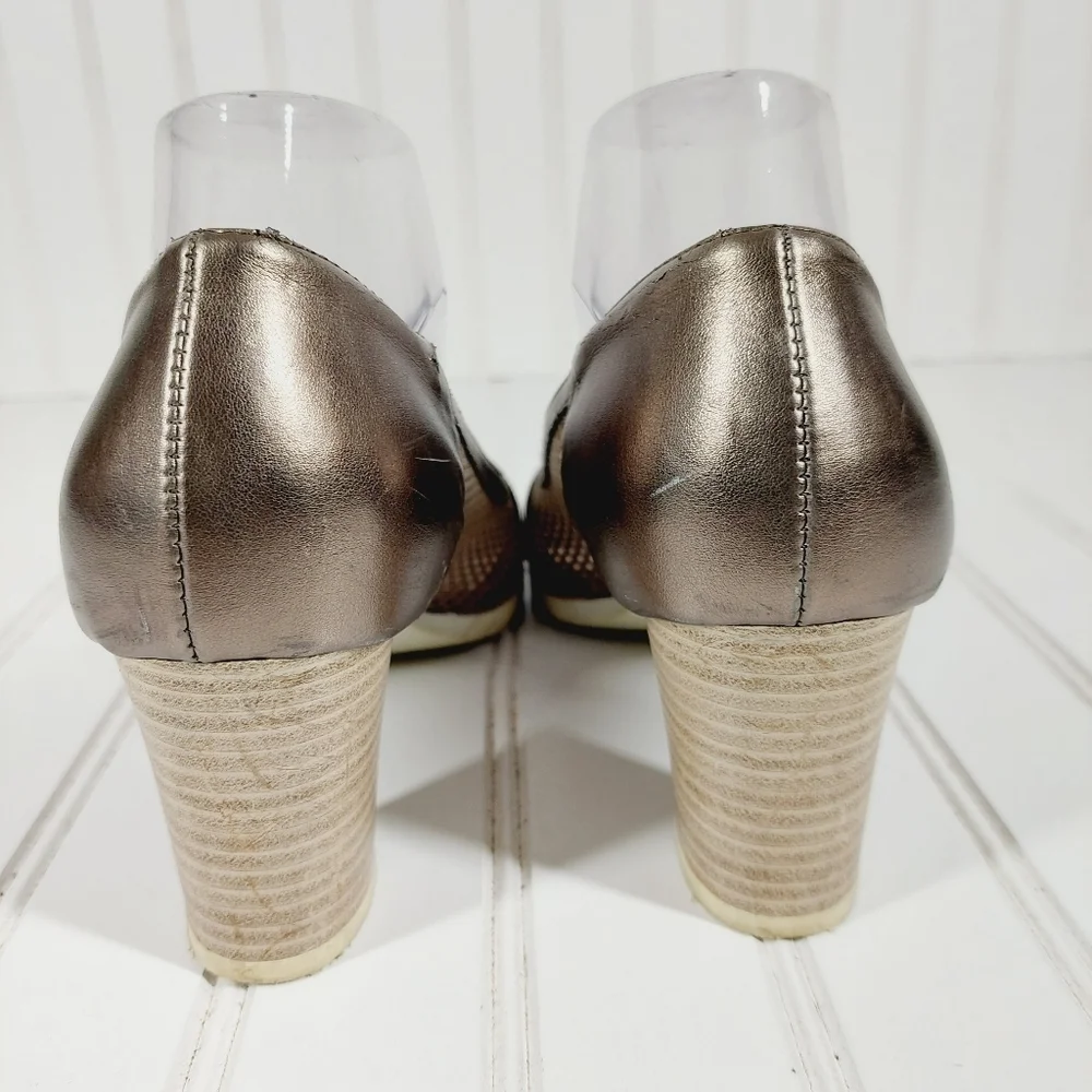 Mary Silver Metallic Heel Pumps A 530